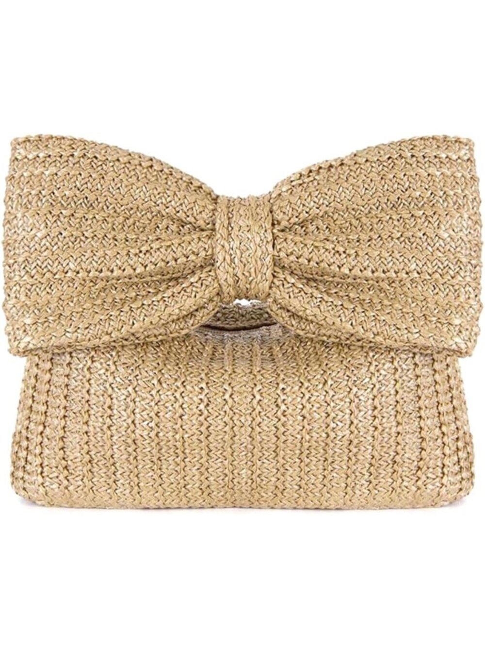 Women’s Khaki5 Straw Woven Clutch Purse Crossbody Evening Wedding Handbag